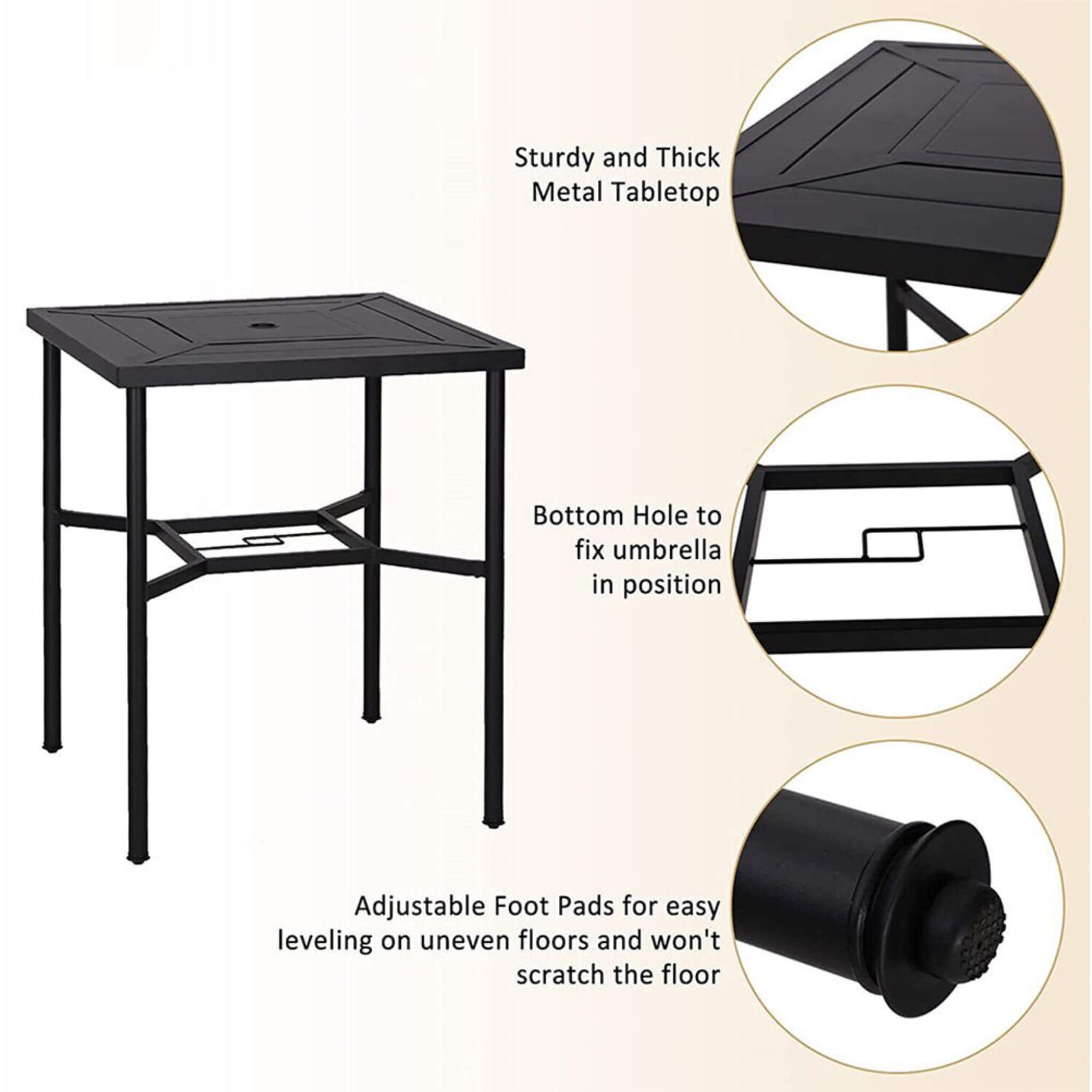 6PCS Outdoor Patio Bar Set Dining Table With Umbrella & Swivel Bar Stools - Umbrella Base NOT included (97053218)