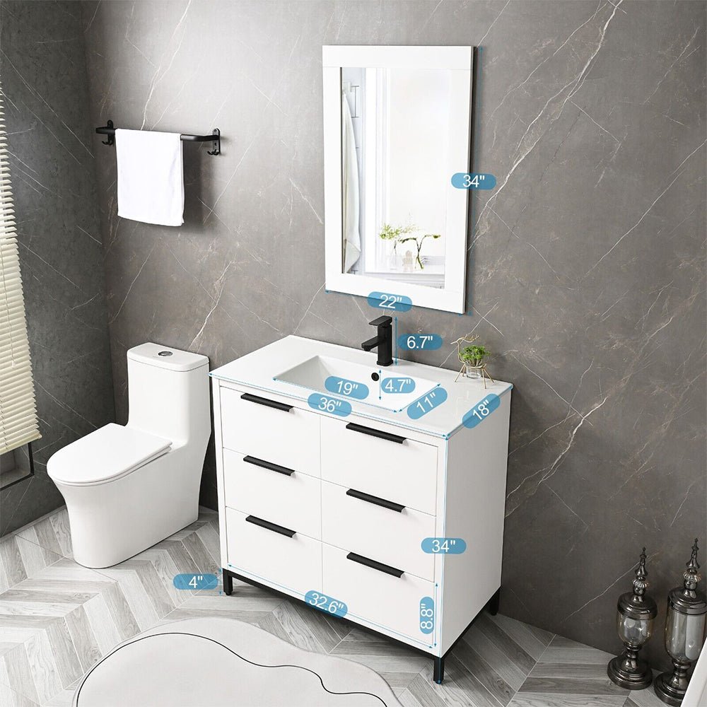 72'' Bathroom Vanity Set With Ceramic Sinks And MDF Drawer Cabinets (96471852)