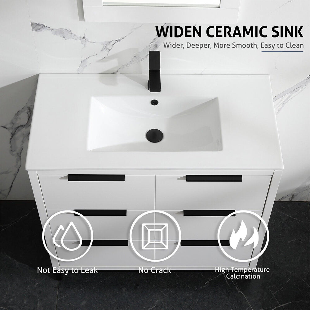 72'' Bathroom Vanity Set With Ceramic Sinks And MDF Drawer Cabinets (96471852)