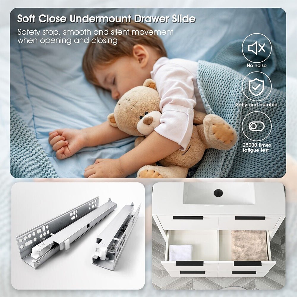 72'' Bathroom Vanity Set With Ceramic Sinks And MDF Drawer Cabinets (96471852)