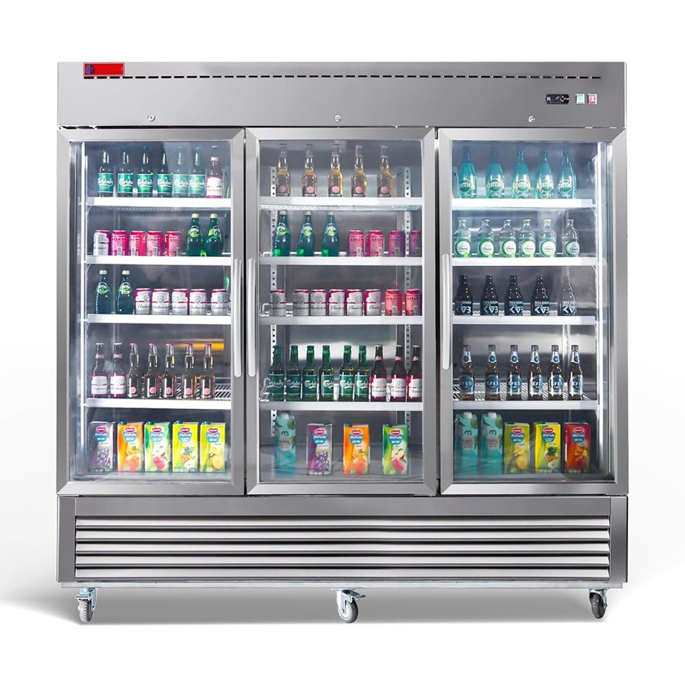 82" Commercial Stainless Steel Upright Display 3 Section Merchandiser Refrigerator (93815724)