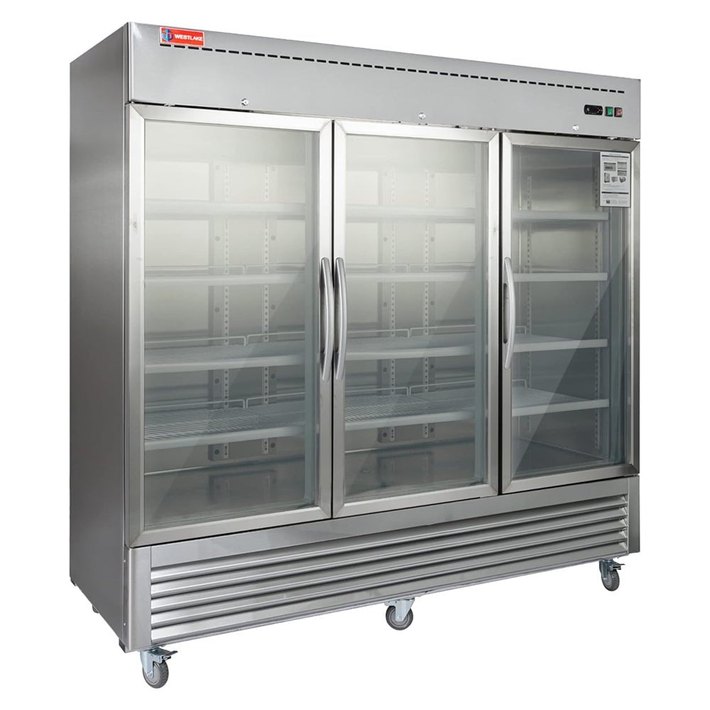 82" Commercial Stainless Steel Upright Display 3 Section Merchandiser Refrigerator (93815724)