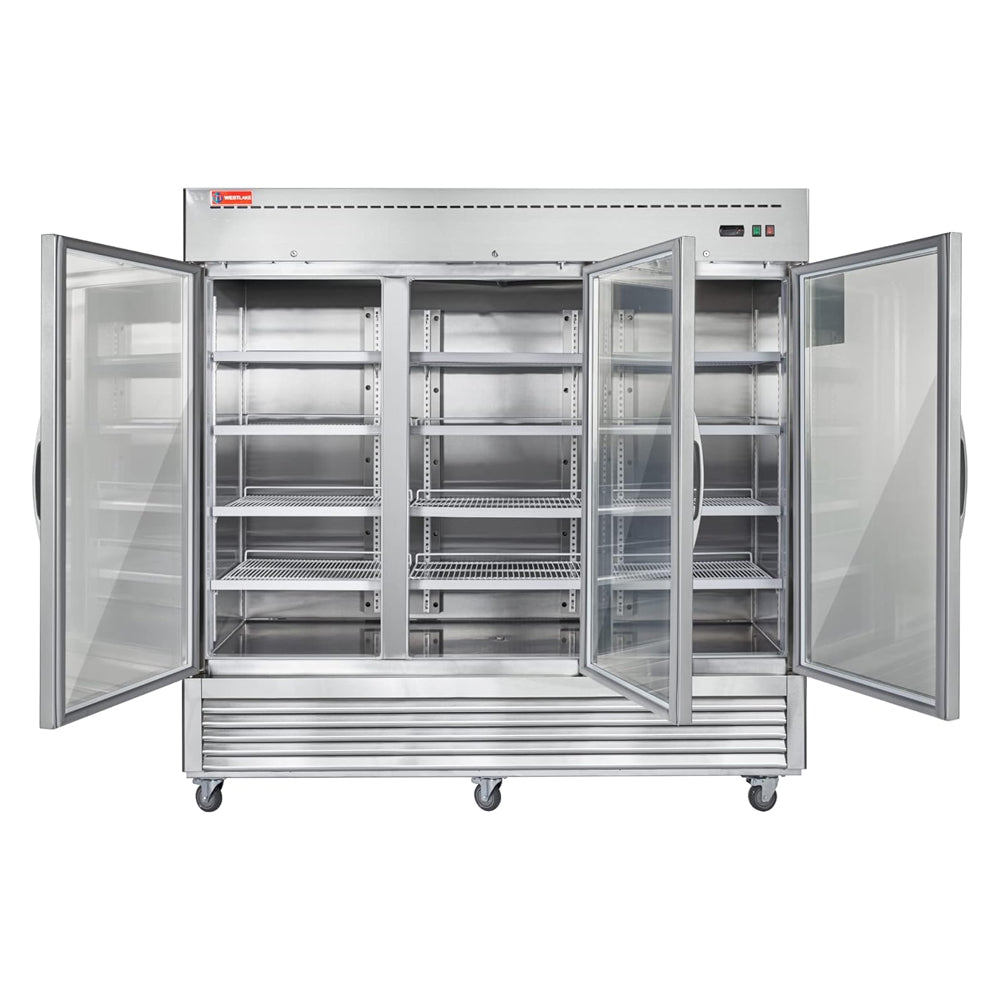 82" Commercial Stainless Steel Upright Display 3 Section Merchandiser Refrigerator (93815724)
