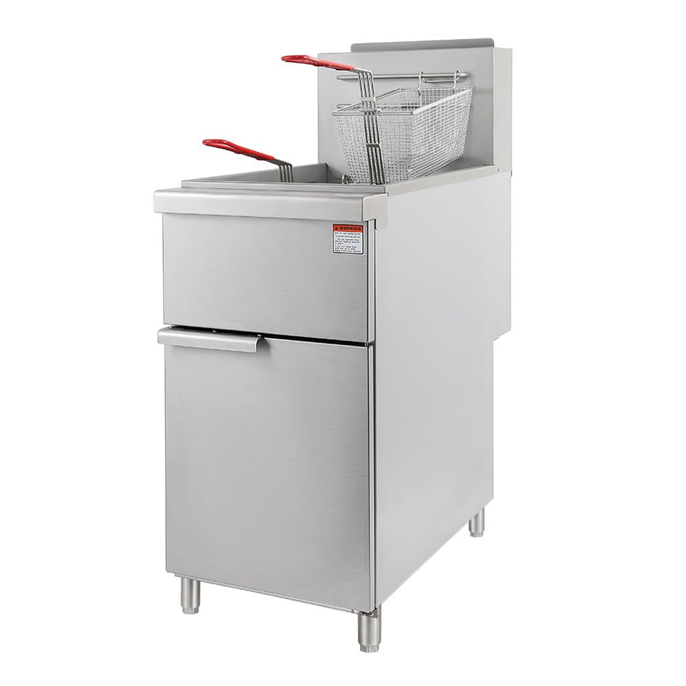 90K BTU Commercial Stainless Steel Natural Gas Powered Floor Deep Fryer With Baskets, 40-50 LBS (94753028)