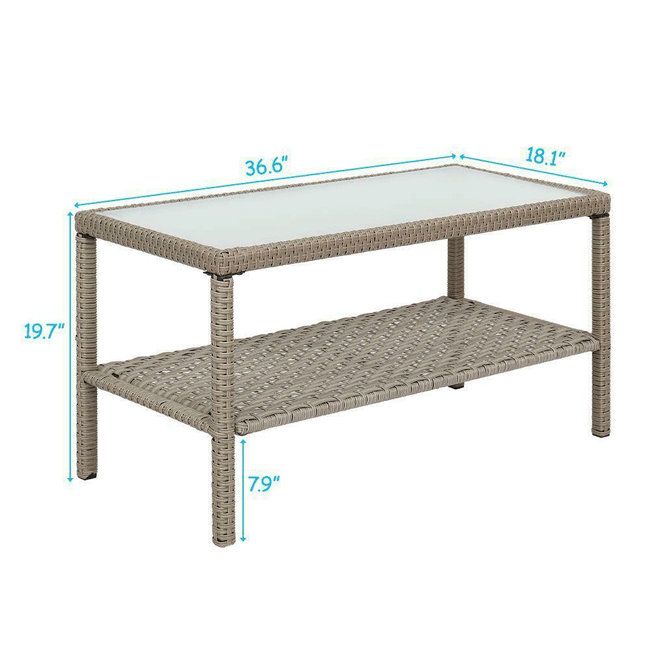 Outdoor Rattan Wicker Furniture Set W/ Sofas, Ottomans & Coffee Tables, 9PCS