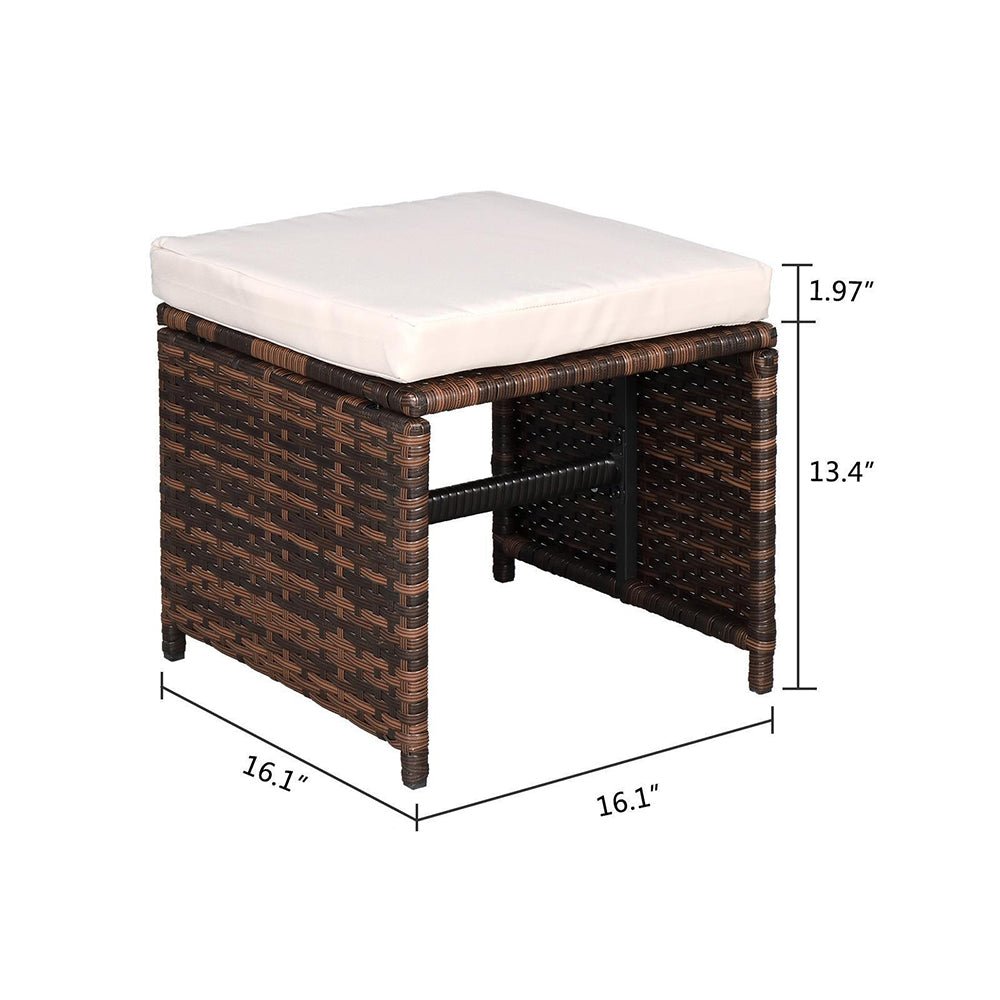 9PCS Outdoor Patio Sectional Wicker Rattan Furniture Set W/ Tempered Glass Table (98457316)