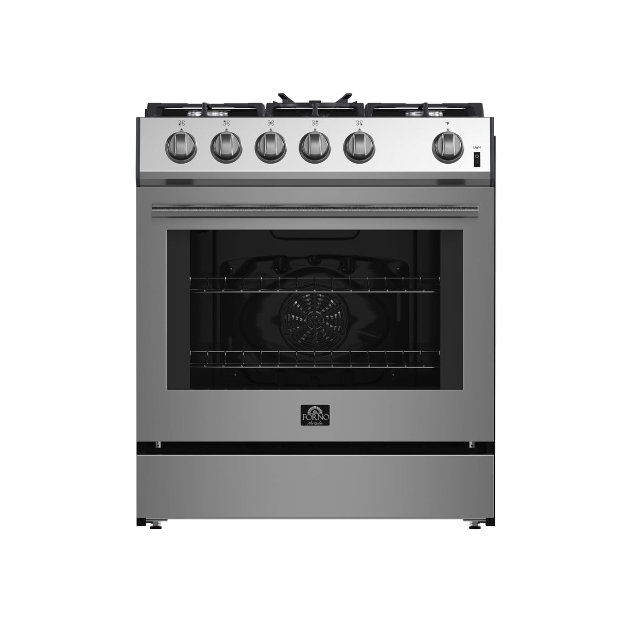 Forno Leonardo 30-Inch Stainless Steel Gas Range, 5 Sealed Burners, 5 cu.ft. Convection Oven