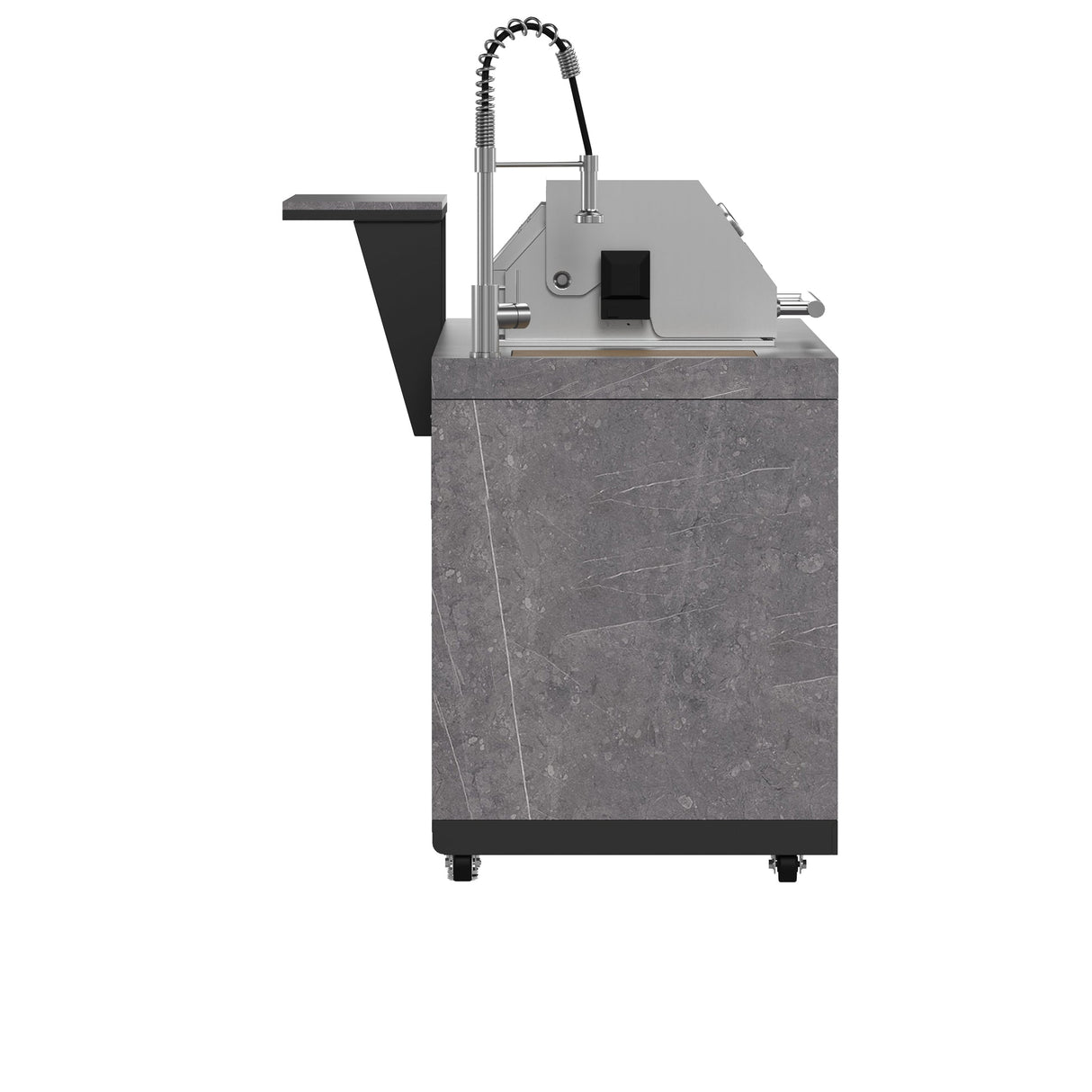 Forno Rimini Outdoor Kitchen 30" BBQ – 62,600 BTU, 3 Burners, Beverage Center, Black Cabinets & Gray Sintered Stone Countertop