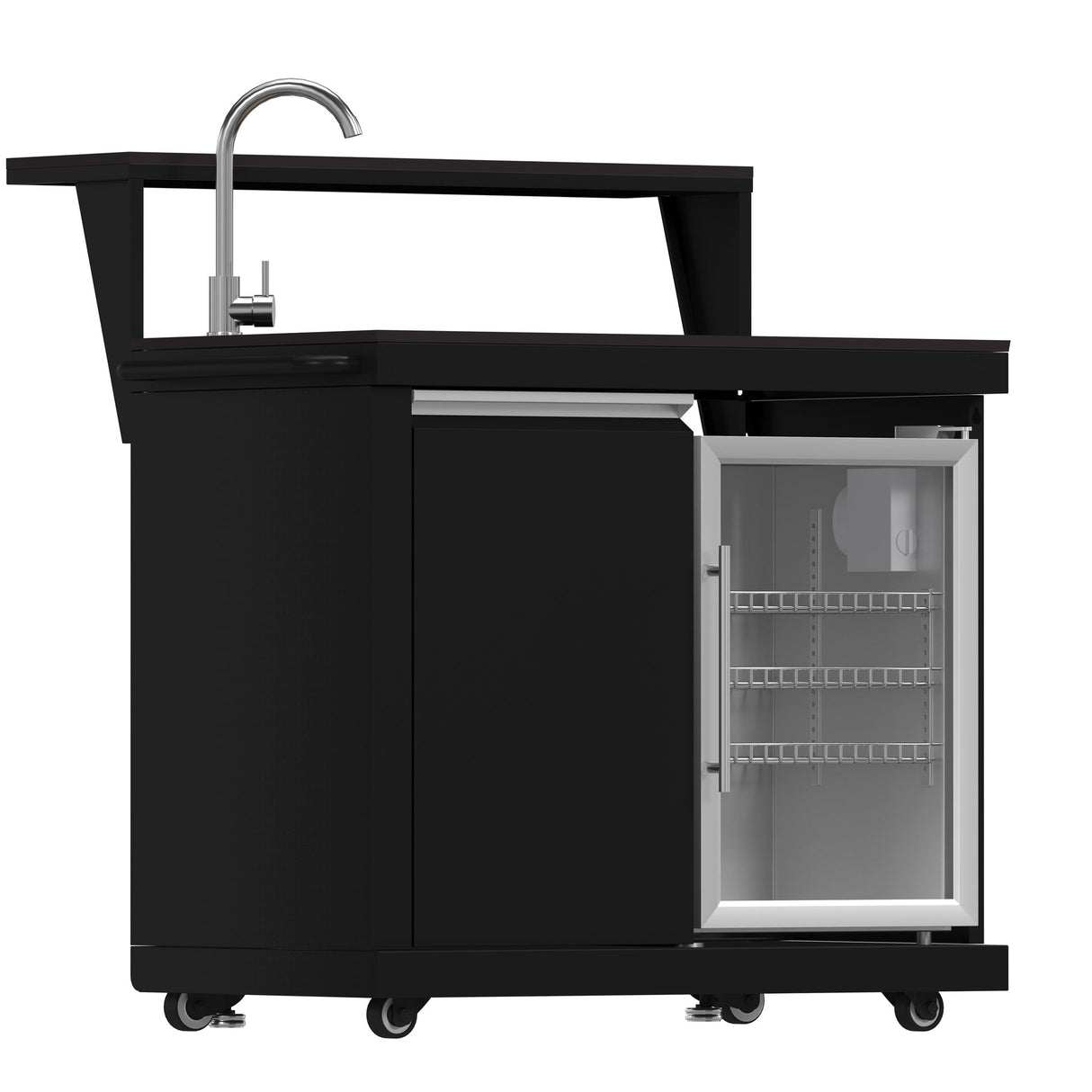 Forno All’Aperto Outdoor Kitchen – 87,600 BTU, 4 Burners, Infrared Burners, Pizza Oven, Black Countertops, Bar & Beverage Center