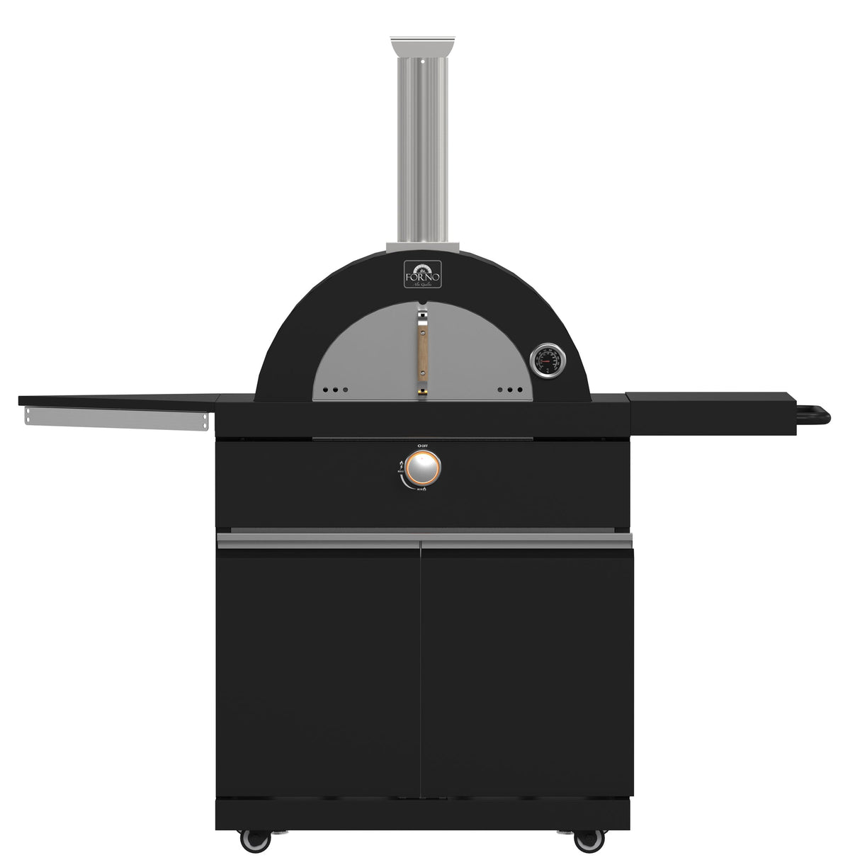 Forno All’Aperto Outdoor Kitchen in Black – 99,600 BTU, 5 Burners, Infrared Burners, Pizza Oven, Sink, Bar & Beverage Center