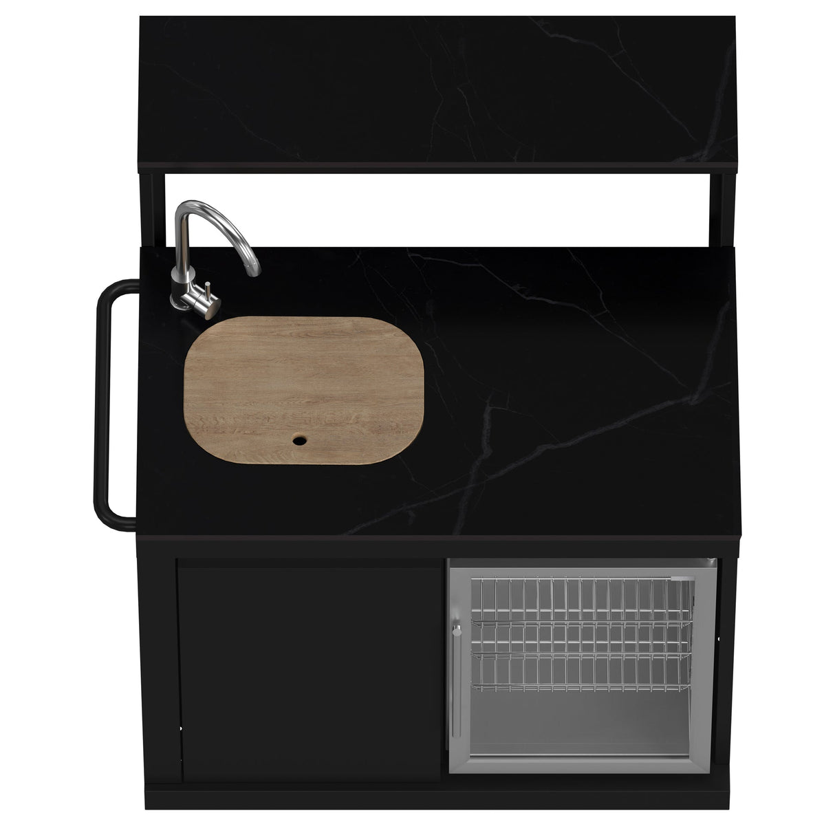 Forno All’Aperto Outdoor Kitchen in Black – 99,600 BTU, 5 Burners, Infrared Burners, Pizza Oven, Sink, Bar & Beverage Center