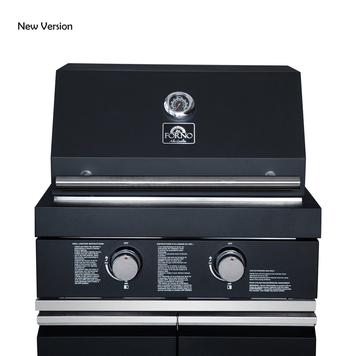 Forno All’Aperto Outdoor Kitchen in Black – 99,600 BTU, 5 Burners, Infrared Burners, Pizza Oven, Sink, Bar & Beverage Center