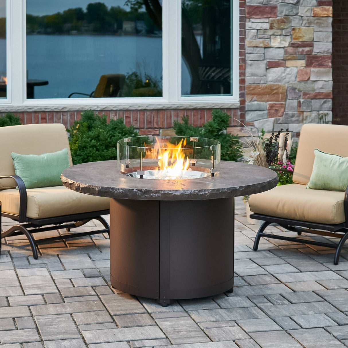 The Outdoor Greatroom Beacon 48" Round Gas Fire Pit Table - BC-20-MNB