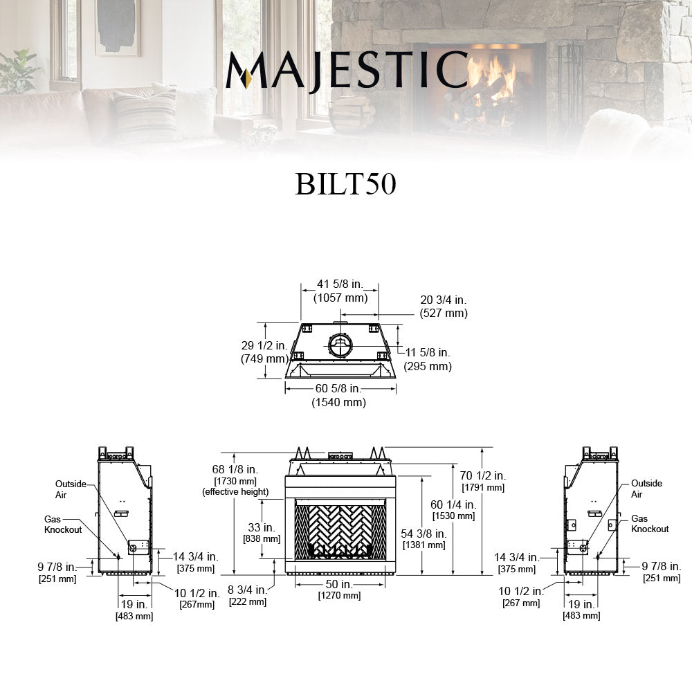 Majestic 50" Biltmore Radiant Wood Burning Fireplace