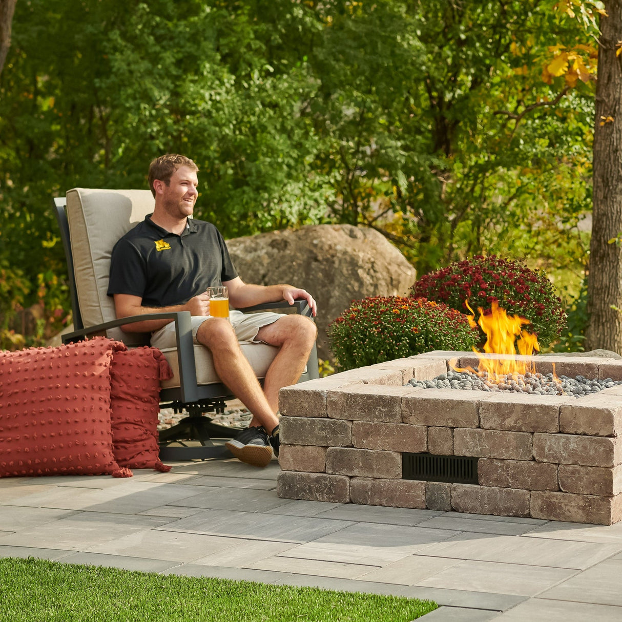 The Outdoor Greatroom Bronson Block Square Gas Fire Pit Kit - BRON5151-K