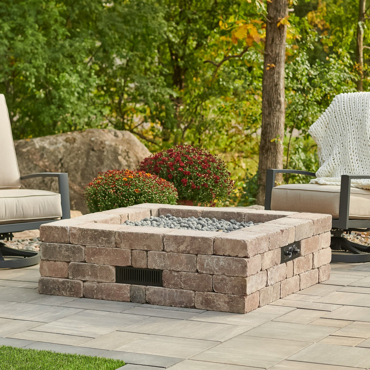 The Outdoor Greatroom Bronson Block Square Gas Fire Pit Kit - BRON5151-K