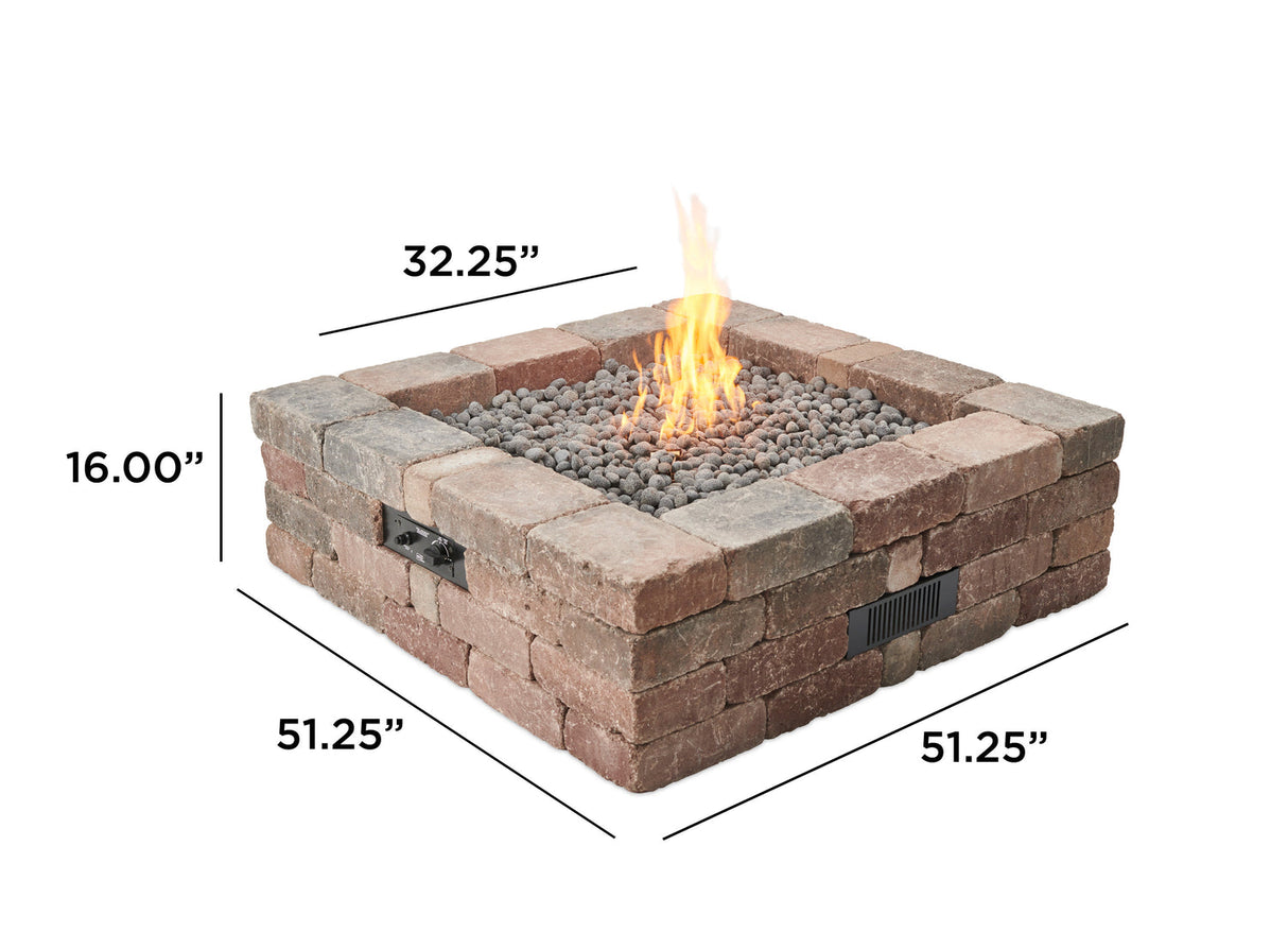 The Outdoor Greatroom Bronson Block Square Gas Fire Pit Kit - BRON5151-K