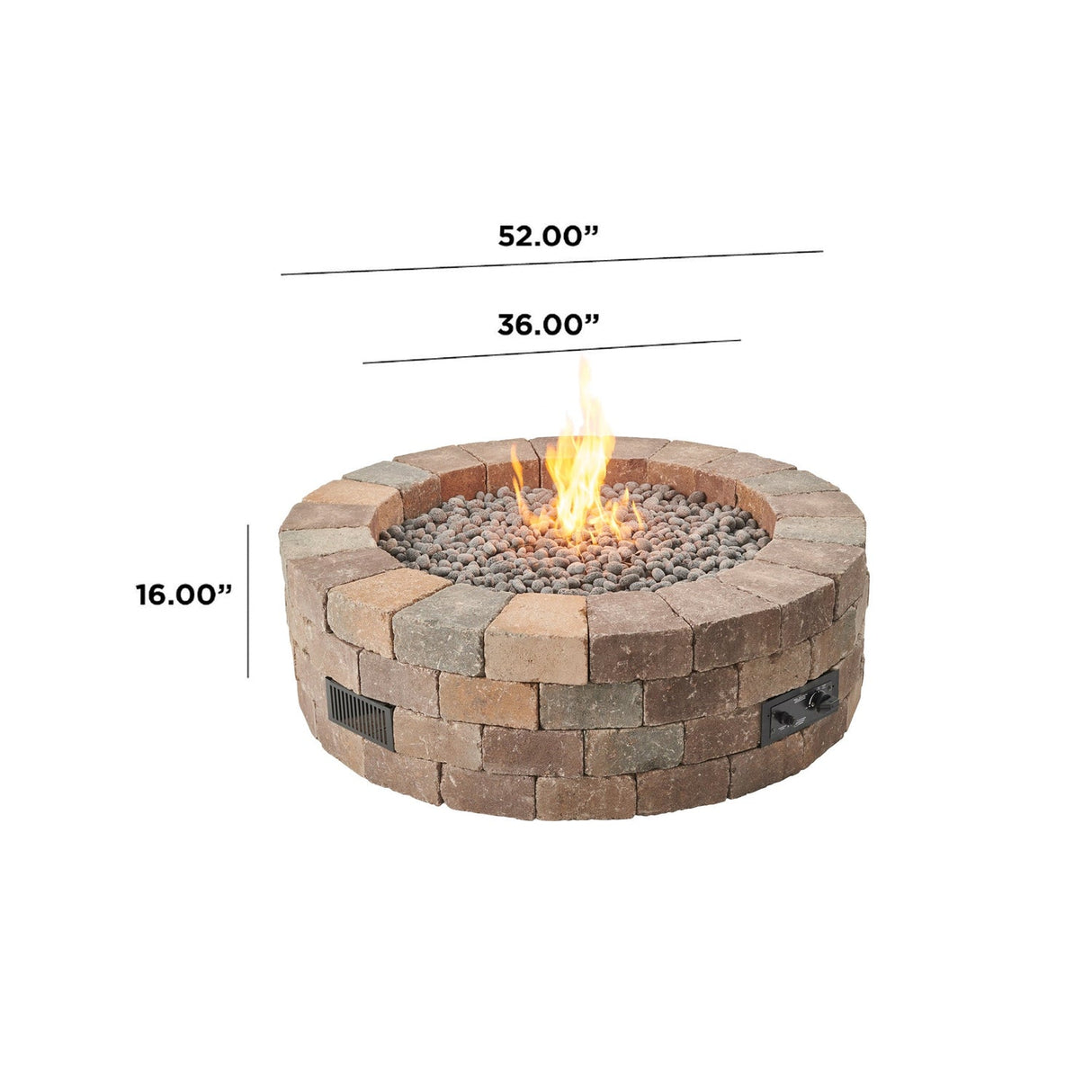 The Outdoor Greatroom Bronson Block Round Gas Fire Pit Kit - BRON52-K