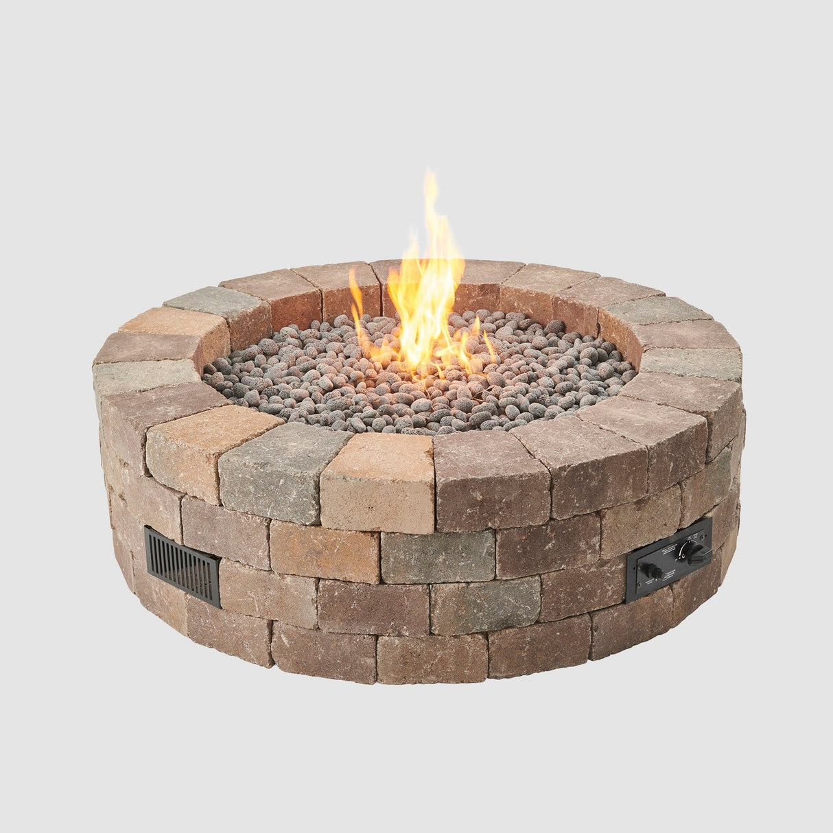 The Outdoor Greatroom Bronson Block Round Gas Fire Pit Kit - BRON52-K