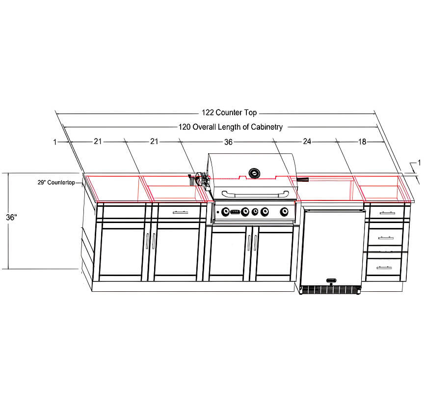 Bull Charleston 10 Ft Dura Outdoor Kitchen
