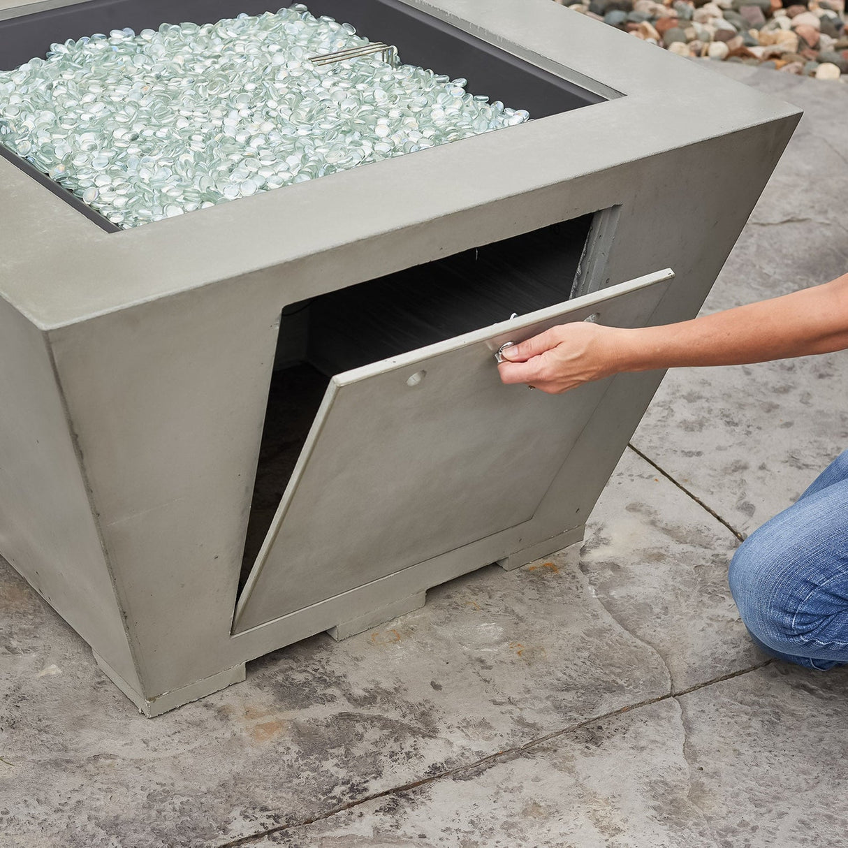 The Outdoor Greatroom Cove 37" Concrete Trapezoid Gas Fire Pit - CV-2424