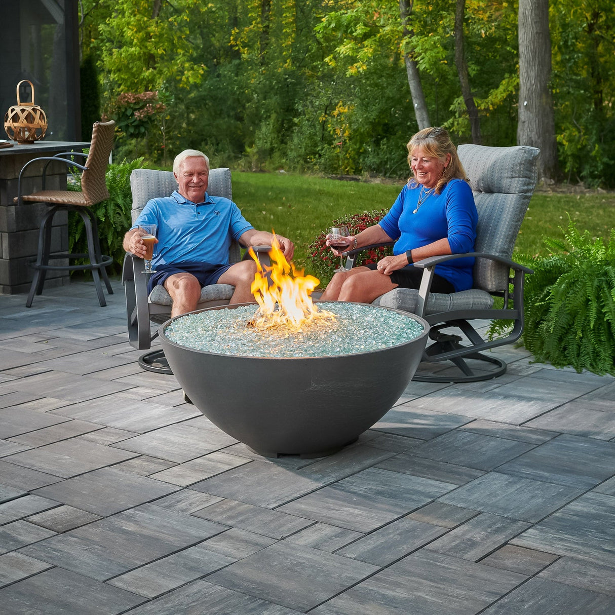 The Outdoor Greatroom Cove 42" Concrete Edge Gas Fire Pit Bowl - CV-30EWHT