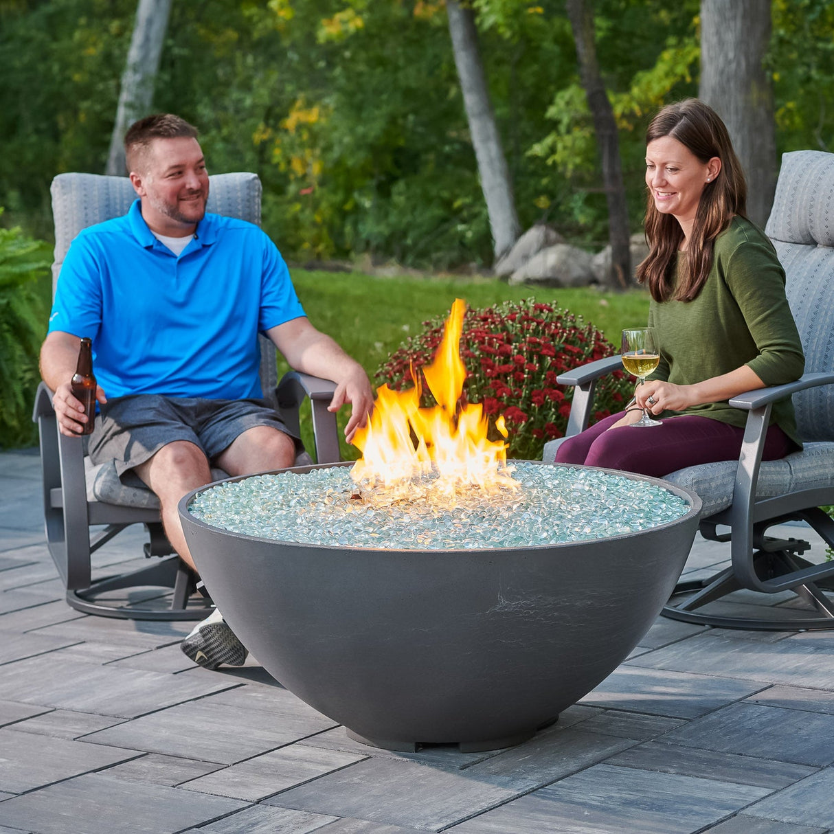 The Outdoor Greatroom Cove 42" Concrete Edge Gas Fire Pit Bowl - CV-30EWHT