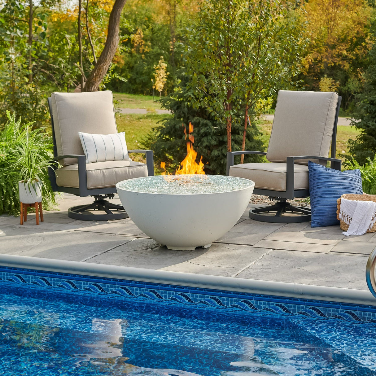 The Outdoor Greatroom Cove 42" Concrete Edge Gas Fire Pit Bowl - CV-30EWHT