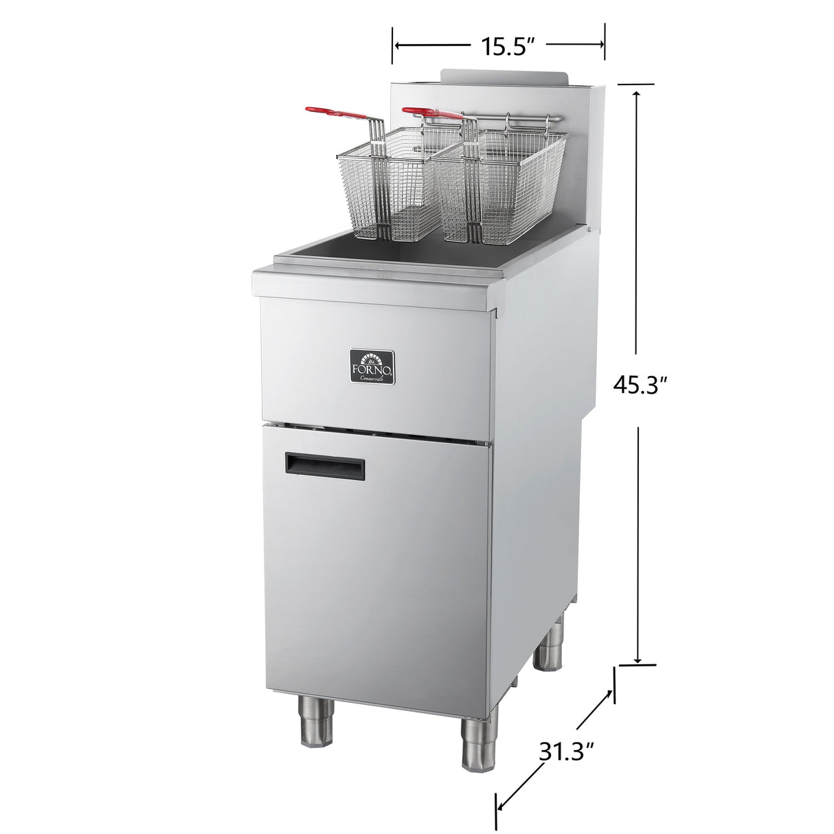 Forno Commerciale Propane Gas Deep Fryer, 4 Burners 120,000 BTU, 50 lbs Oil Capacity