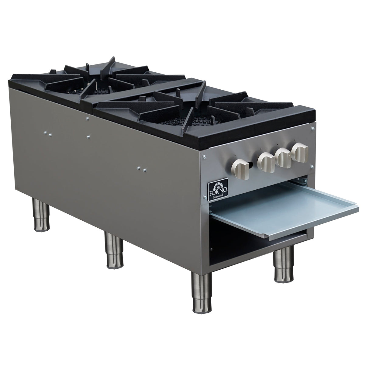 Forno Commerciale Gas Stock Pot Range – Dual 3-Ring Burners, Stainless Steel Construction