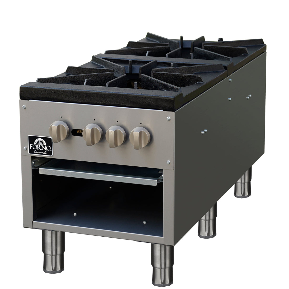 Forno Commerciale Gas Stock Pot Range – Dual 3-Ring Burners, Stainless Steel Construction