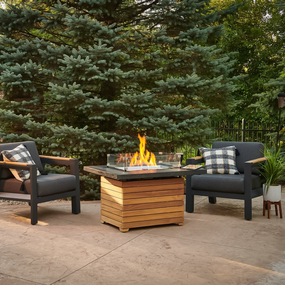 The Outdoor Greatroom Darien 42" Rectangular Gas Fire Pit Table - DAR-1224-EBG-K
