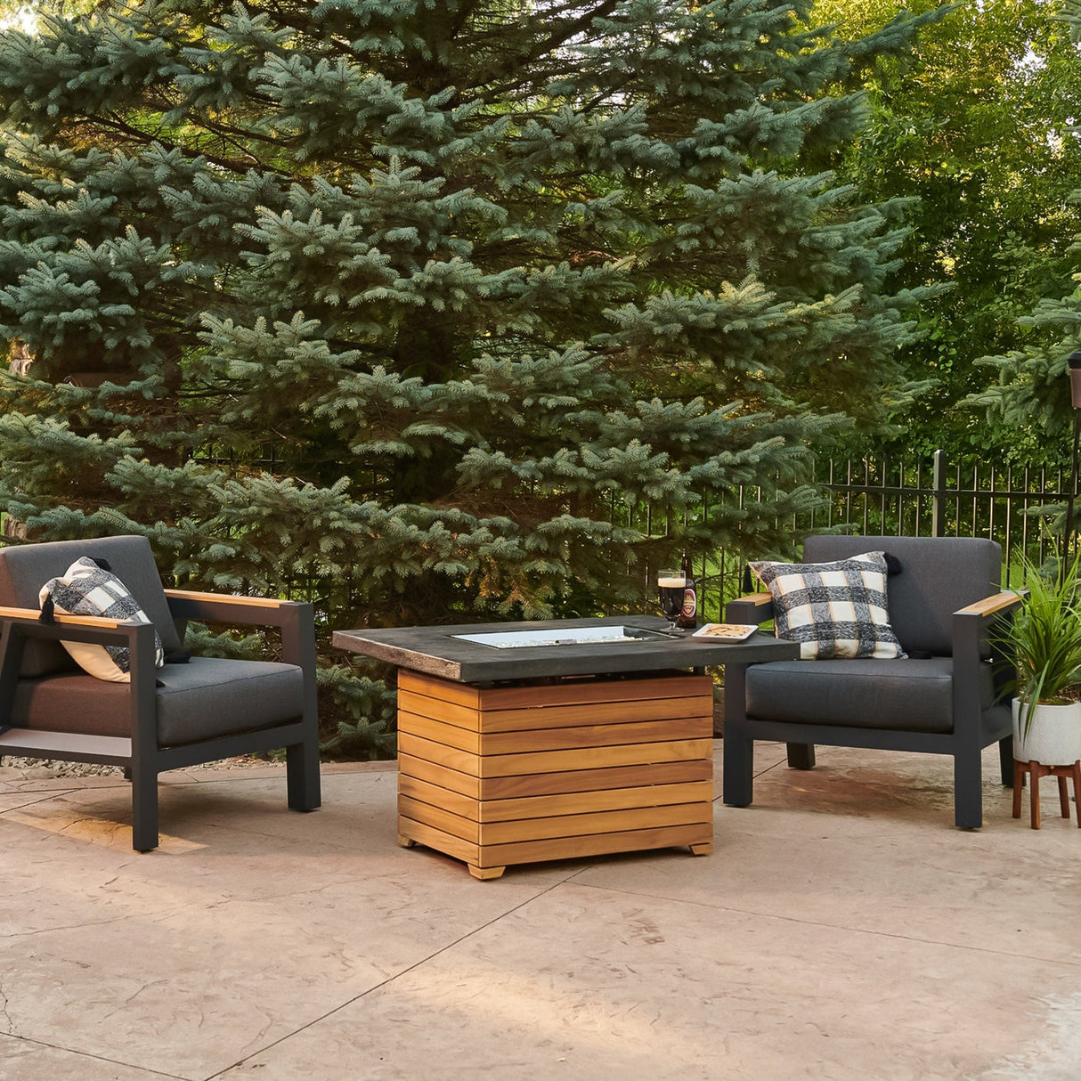 The Outdoor Greatroom Darien 42" Rectangular Gas Fire Pit Table - DAR-1224-EBG-K