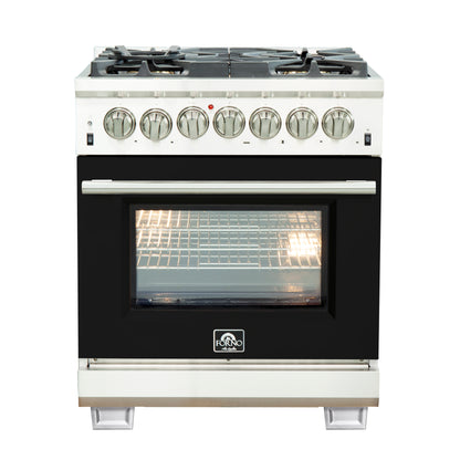 Forno Capriasca 30-Inch Freestanding Dual Fuel Range with 4 Burners & Color Door