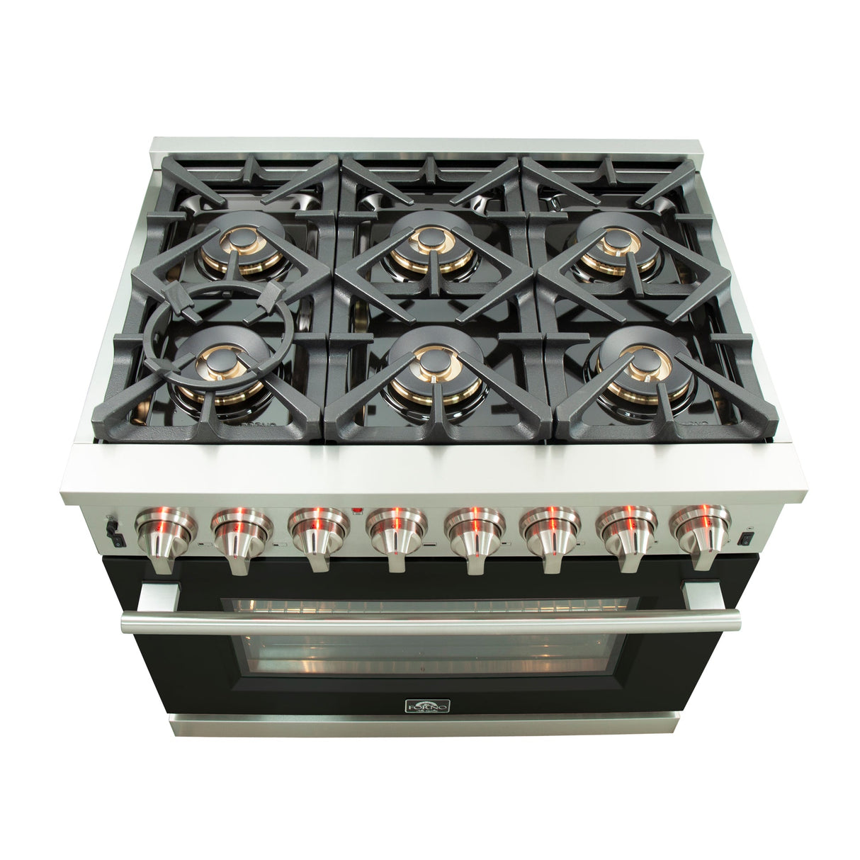 Forno Capriasca 36-Inch Freestanding Dual Fuel Range with 6 Burners & Color Door