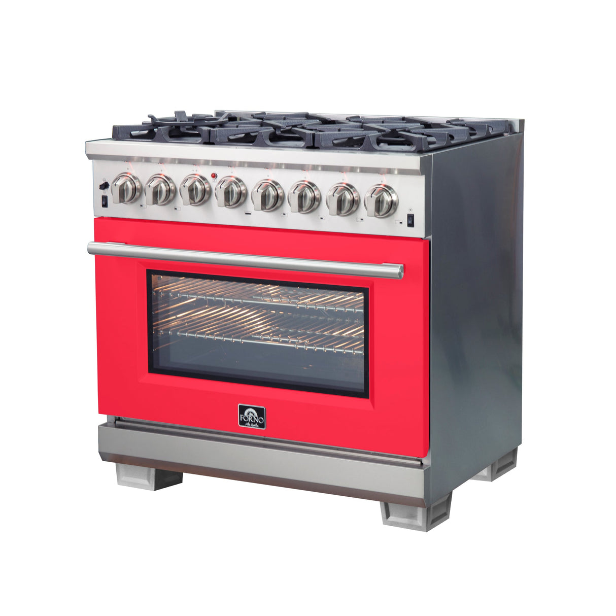 Forno Capriasca 36-Inch Freestanding Dual Fuel Range with 6 Burners & Color Door