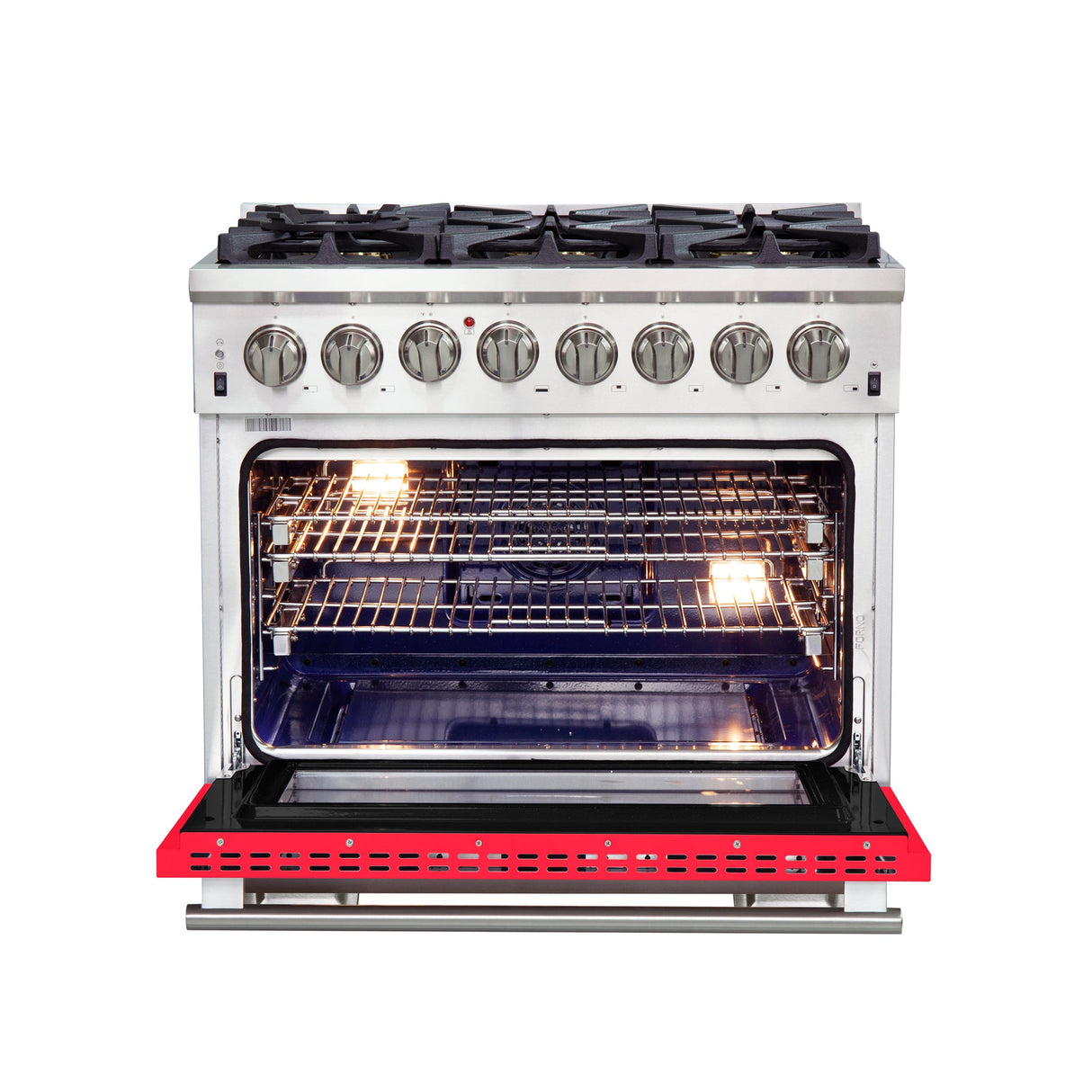 Forno Capriasca 36-Inch Freestanding Dual Fuel Range with 6 Burners & Color Door
