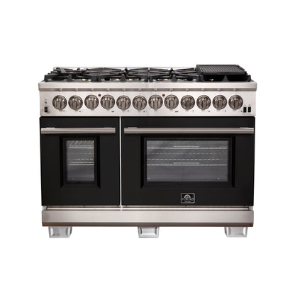 Forno Capriasca 48-Inch Freestanding Dual Fuel Range with 8 Burners & Color Door