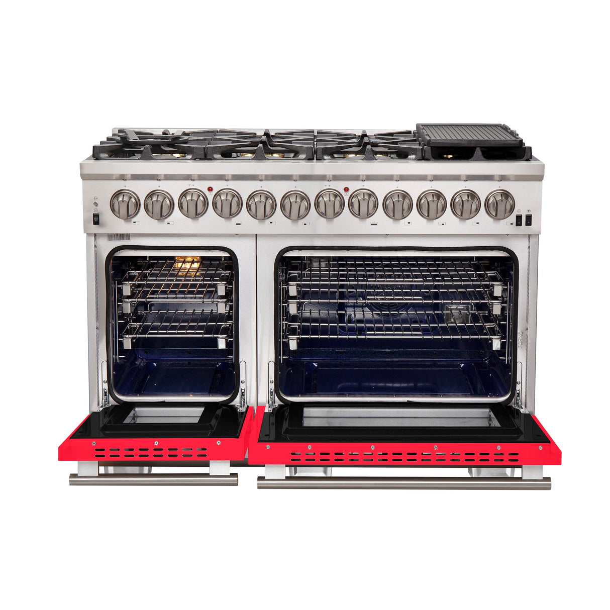 Forno Capriasca 48-Inch Freestanding Dual Fuel Range with 8 Burners & Color Door