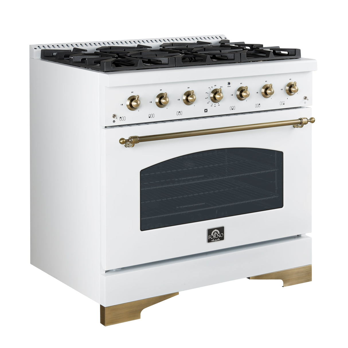 Forno Antico Dual Fuel Range, with Antique Brass Finish, Convection Oven