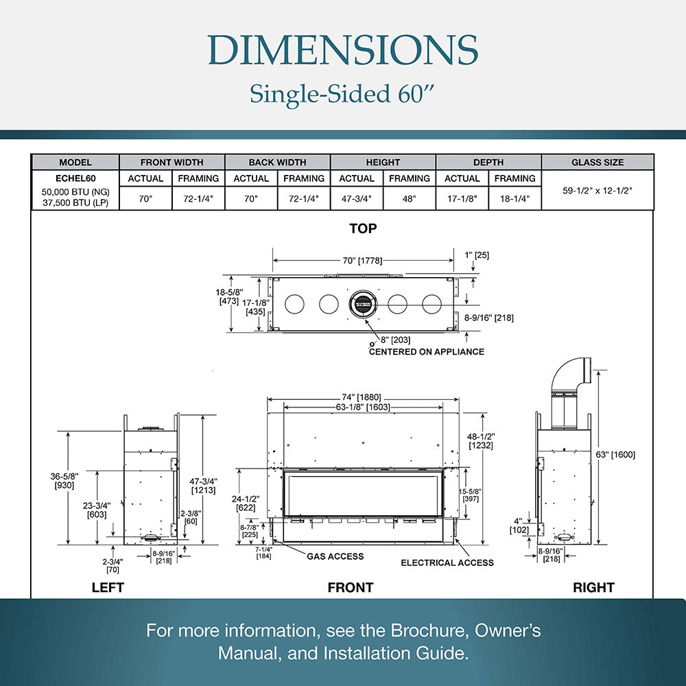 Majestic 60" Echelon II Linear Direct Vent Fireplace