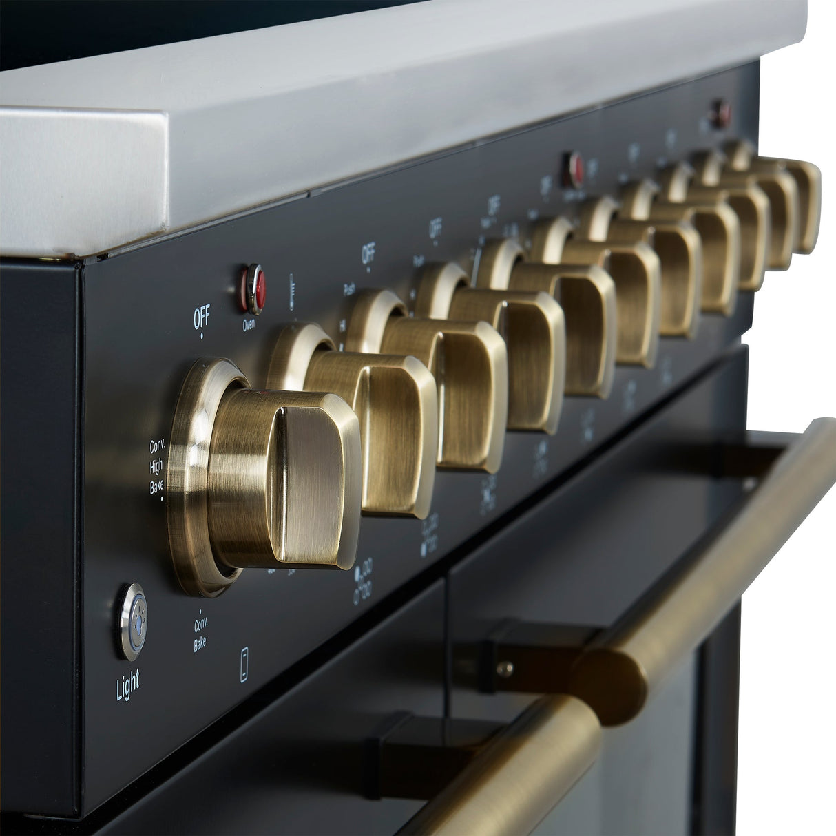 Forno Paolo Freestanding Electric Range with Antique Brass, True Convection Oven, Energy Efficient