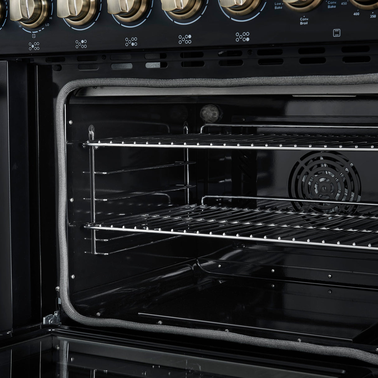Forno Paolo Freestanding Electric Range with Antique Brass, True Convection Oven, Energy Efficient