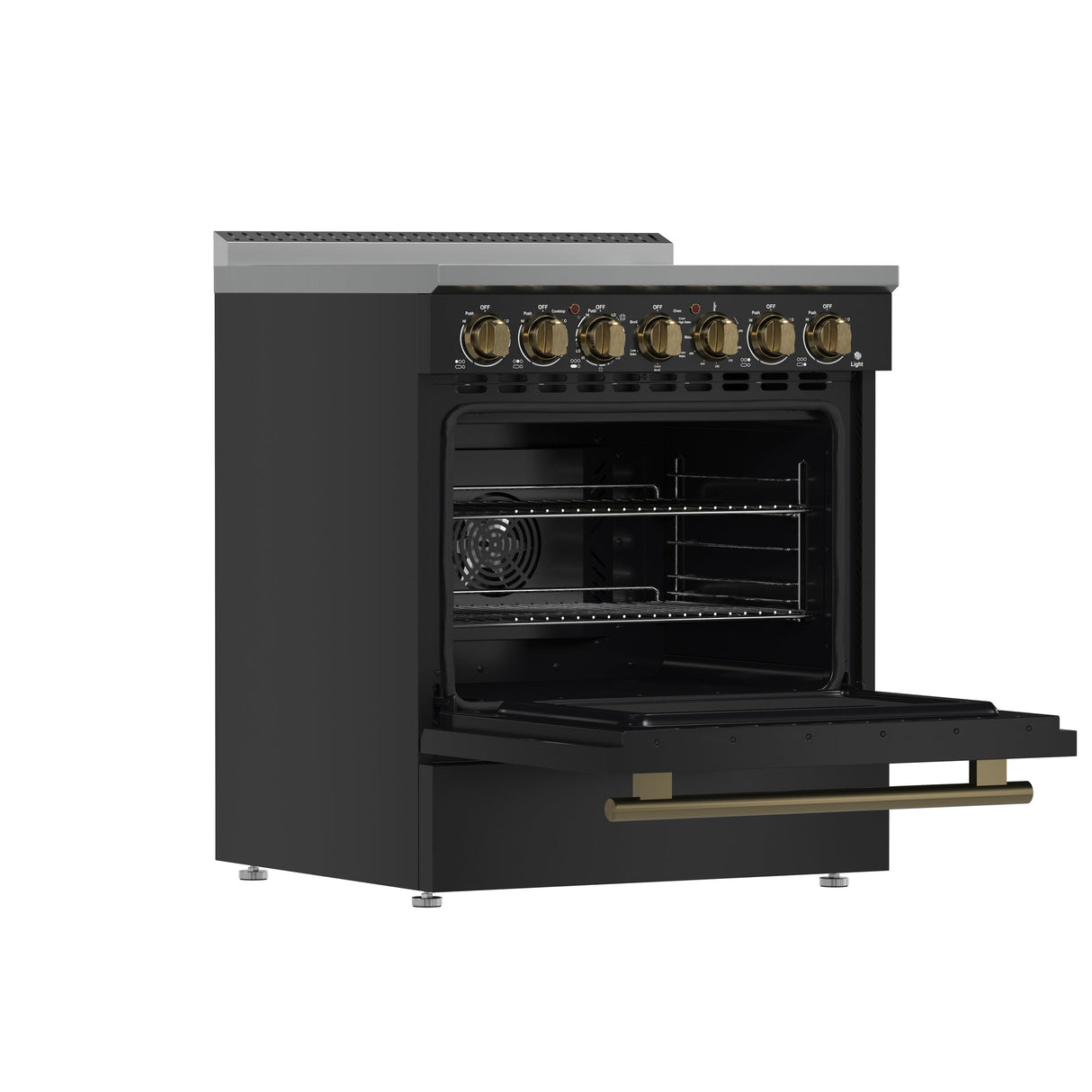 Forno Paolo Freestanding Electric Range with Antique Brass, True Convection Oven, Energy Efficient
