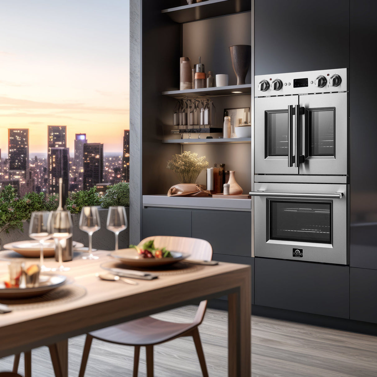 Forno Gallico 30" Electric French Door Double Oven – Stainless Steel, 7.36 cu.ft, Convection, Self-Cleaning