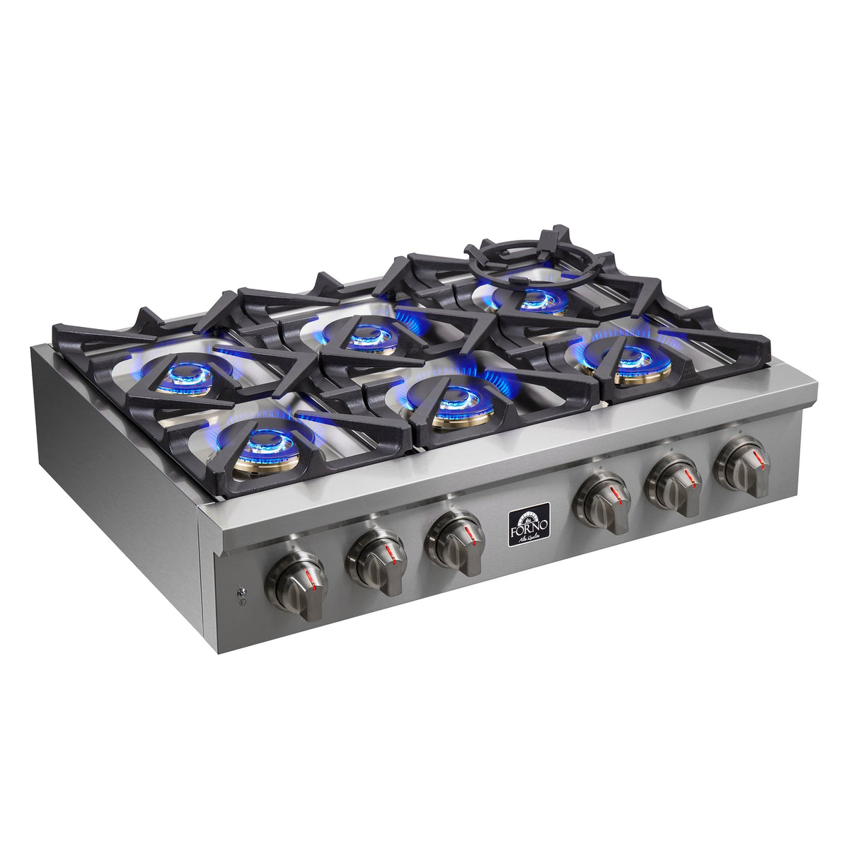 Forno Spezia Alta Qualita Pro-Style Gas Rangetop, Stainless Steel, Continuous Cast Iron Grates