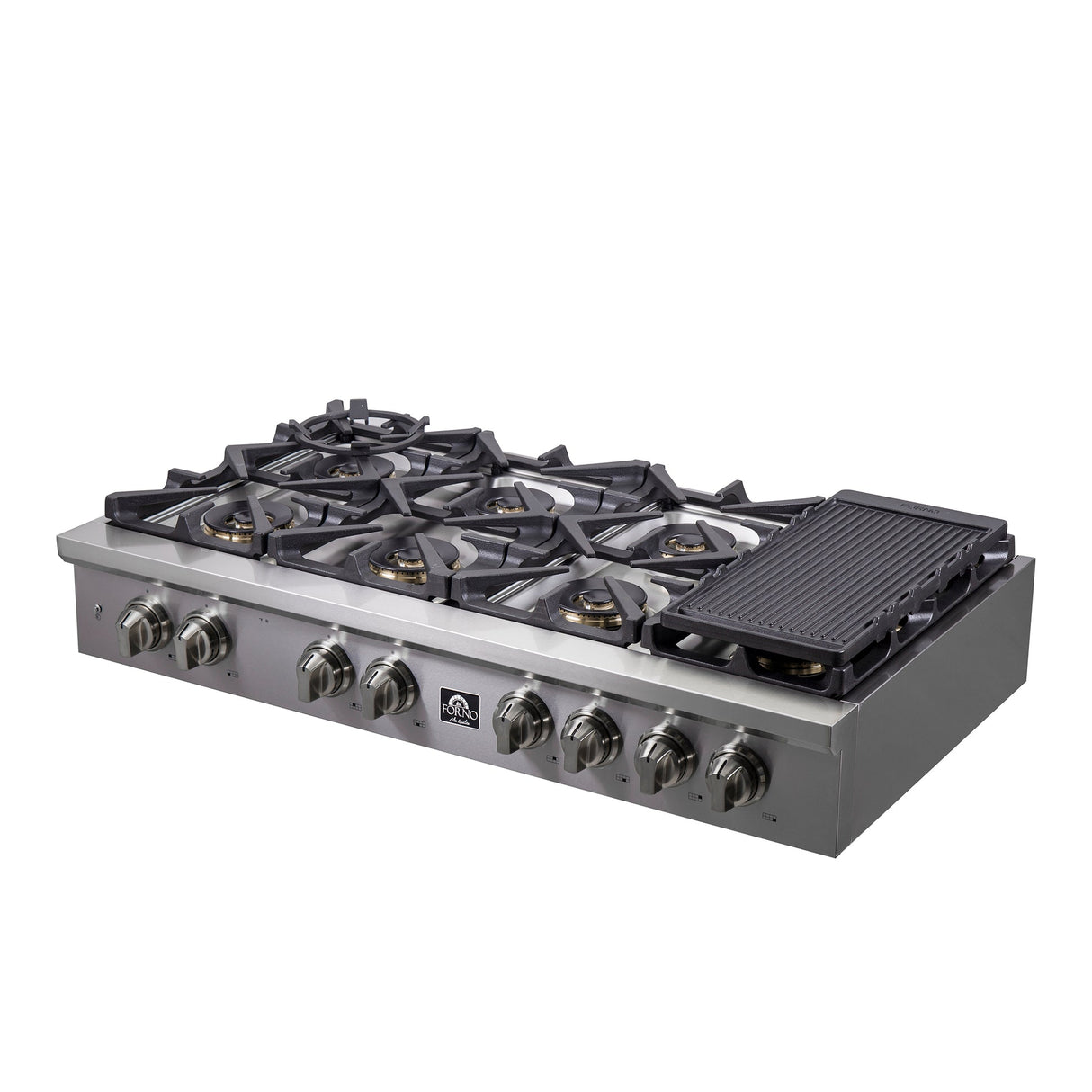 Forno Spezia Alta Qualita Pro-Style Gas Rangetop, Stainless Steel, Continuous Cast Iron Grates