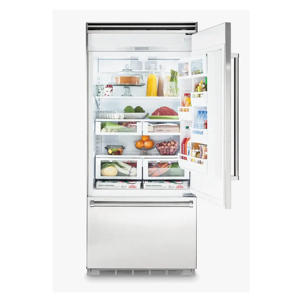 Viking 5 Series 36 inch Bottom Freezer Refrigerator with 20.4 cu. ft. Capacity, Plasmacluster Ion Air Purifier, Ice Maker, Energy Star, in Panel Ready - FDBB5364*