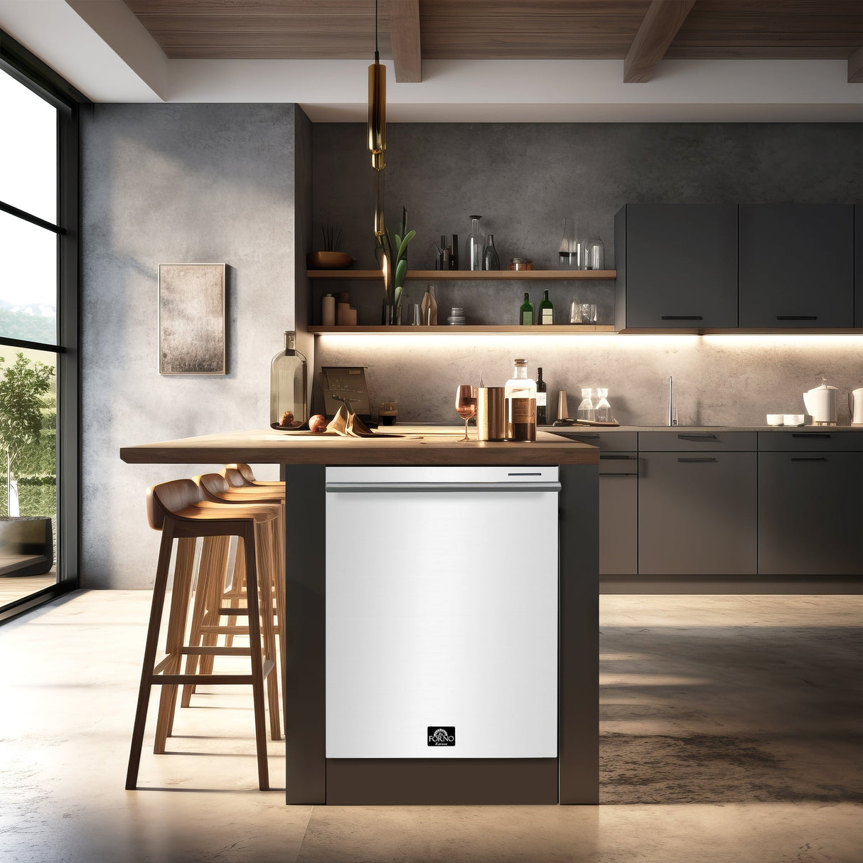 Forno Pozzo 24-Inch Built-In Tall Tub Top Control Dishwasher, 49 dBA, Soil-Sensing Capable