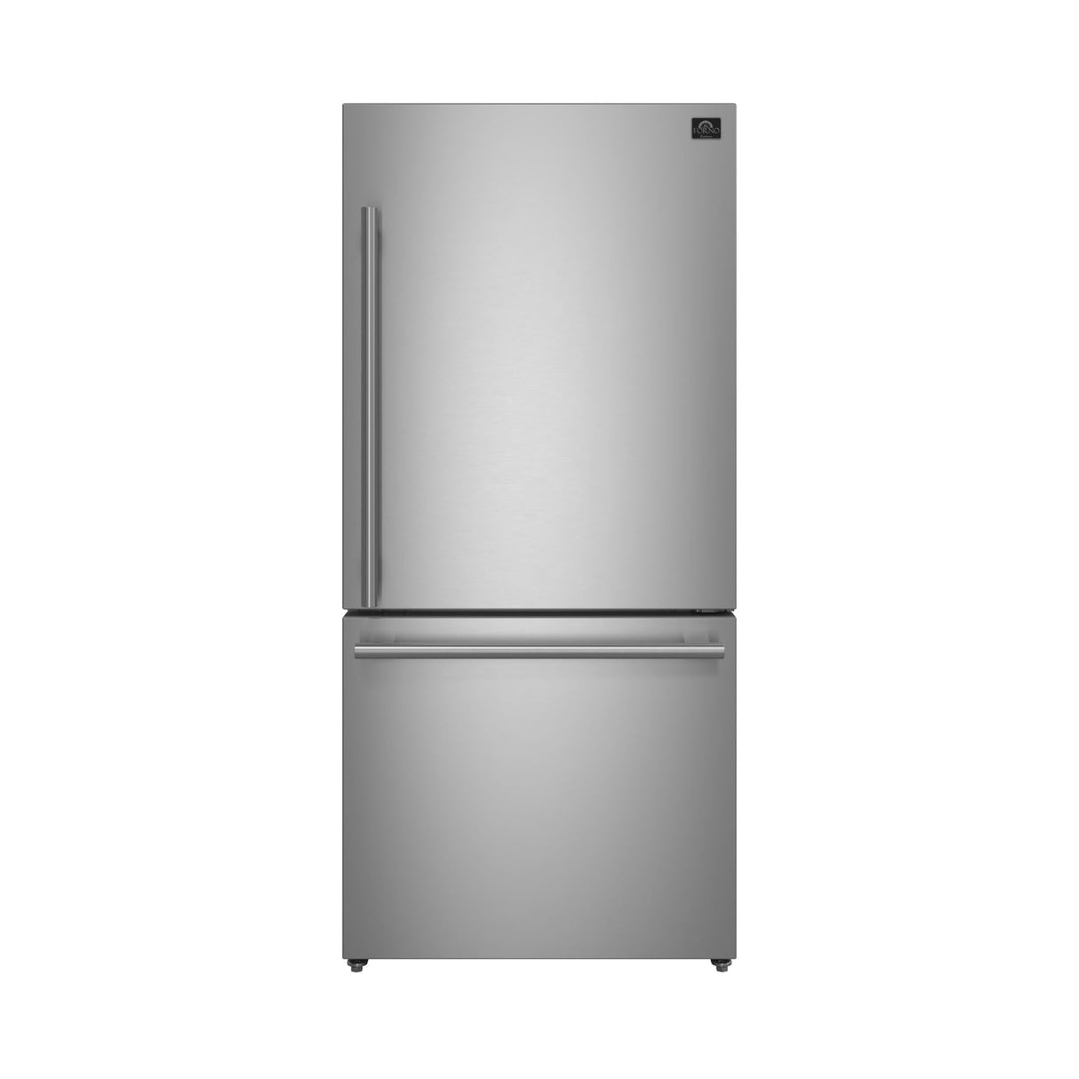 Forno Milano Espresso 31-Inch Bottom Freezer Refrigerator, Stainless Steel, 17.2 cu.ft Capacity, Right Swing Door